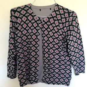 Cotton blend cardigan 3/4 sleeve pink gray